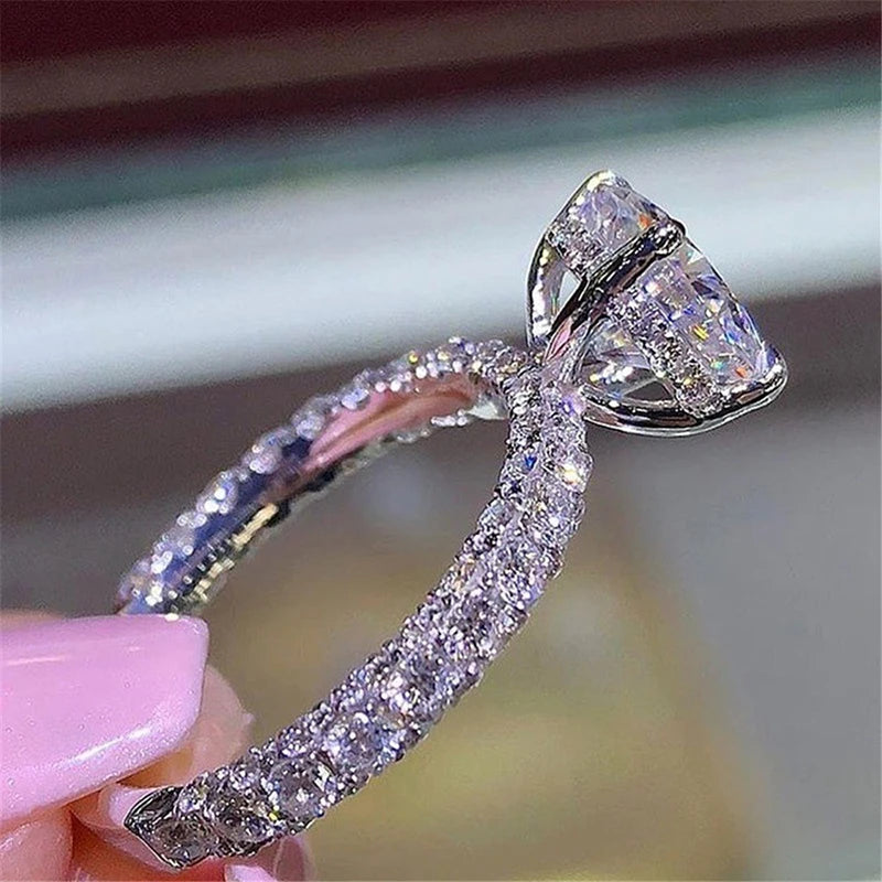 Crystal Zircon Engagement Claws Design Rings For Women Female Wedding Jewelry