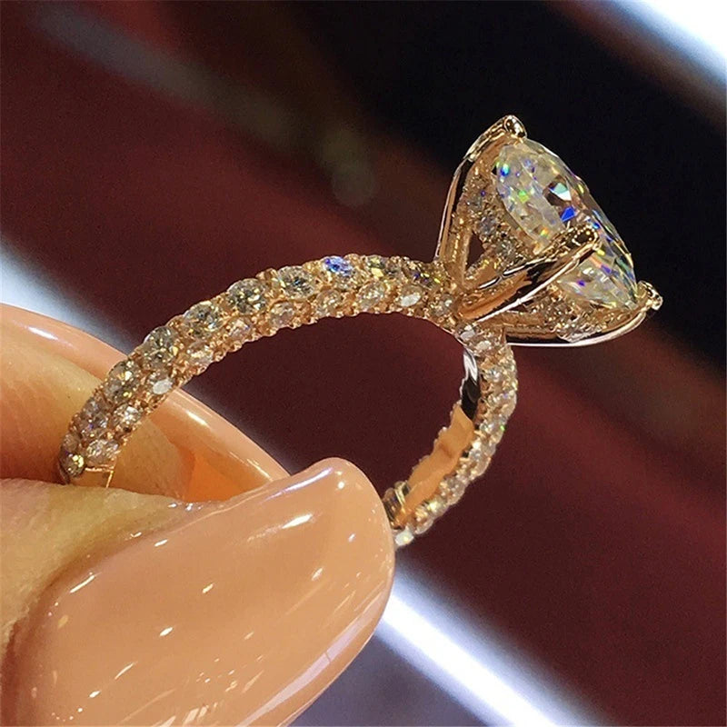 Crystal Zircon Engagement Claws Design Rings For Women Female Wedding Jewelry