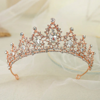 Wedding Hair Tiara Crystal Bridal Tiara Crown Silver Color Diadem Veil Tiaras Wedding Hair Accessories Headpieces Head Jewelry