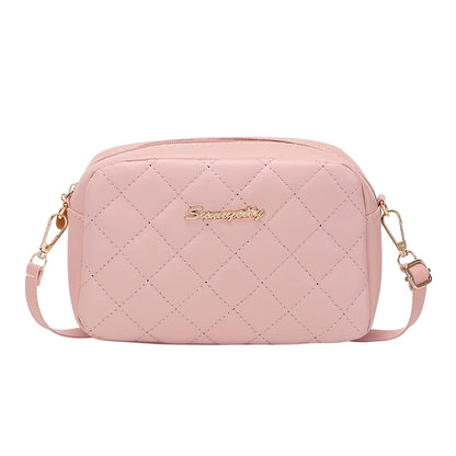 Diamond-shaped quilted zipper square bag,  fashionable casual