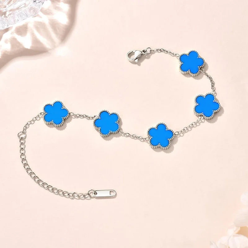 Women's Hand Bracelets Double Sided Flowers Jewelry Gifts Stainless Steel Bracelet Gold Plated Bracelets