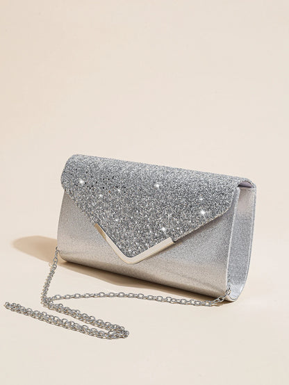 Women Evening Envelope Handbag Prom Sequin Clutch Purse chain Shoulder Cross Body Bag For Party