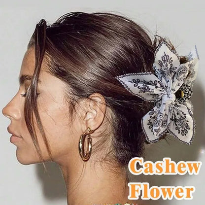 2024 New Double sided Cashew Flower Love Grab Clip Bow Hair Clip Summer Vacation Shark Clip Fashion Horsetail Clip