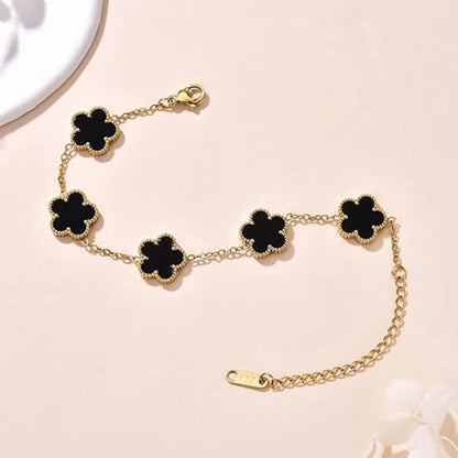 Women's Hand Bracelets Double Sided Flowers Jewelry Gifts Stainless Steel Bracelet Gold Plated Bracelets