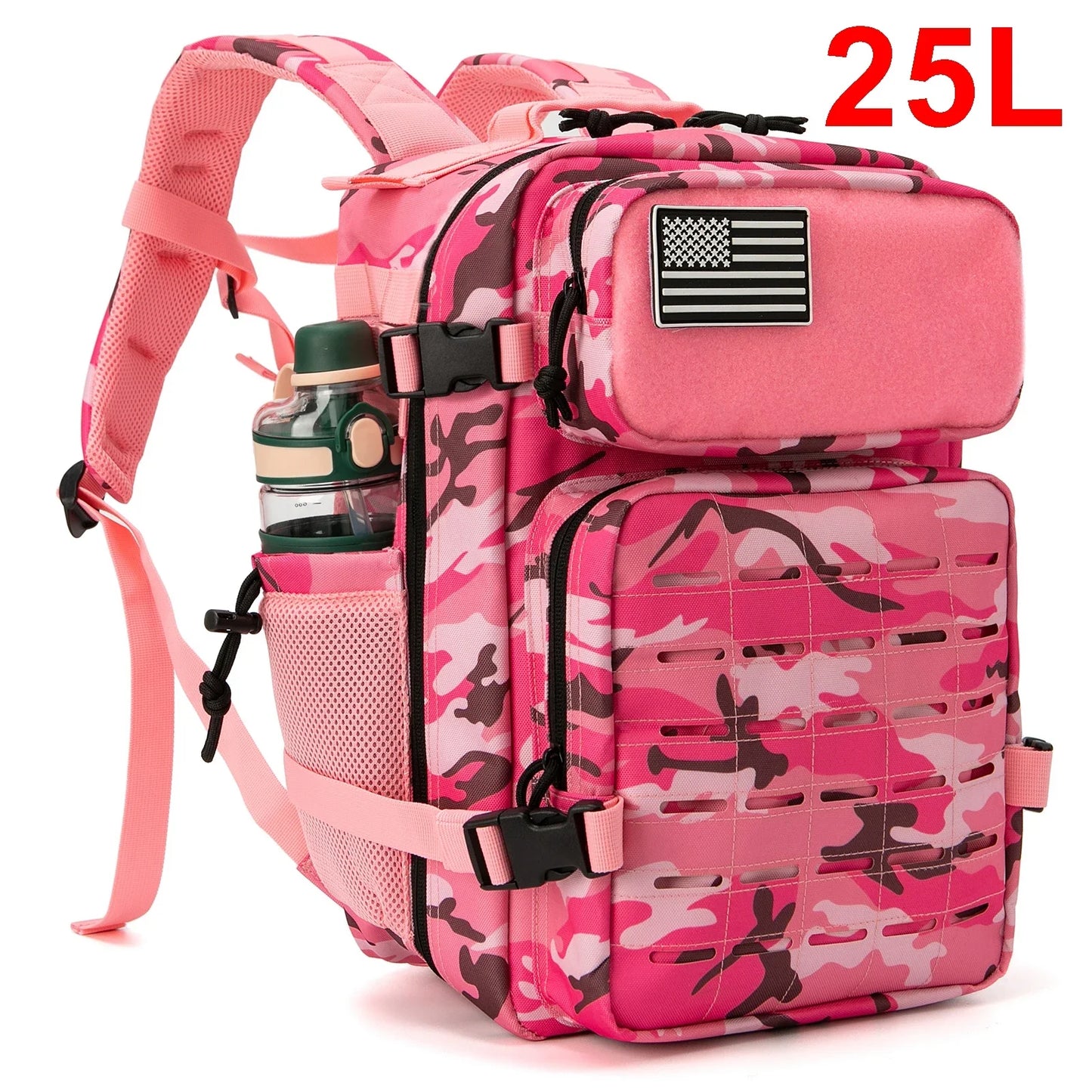 Tactical Backpack for Men and Women Outdoor Survival Bug Out Bag Small School Rucksack  with Bottle Holder