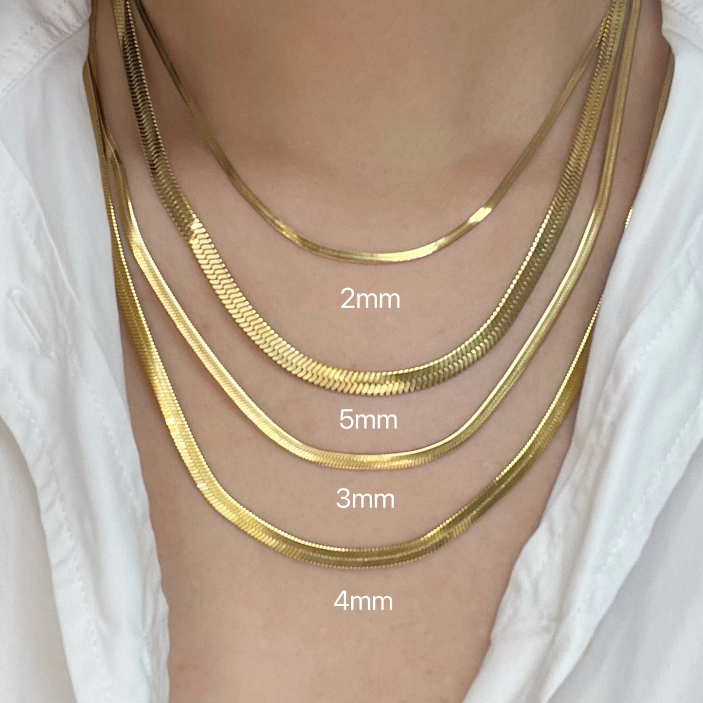 Minimalist Unisex Snake Chain Necklace Choker Stainless Steel Herringbone Gold Color Fashion Jewelry