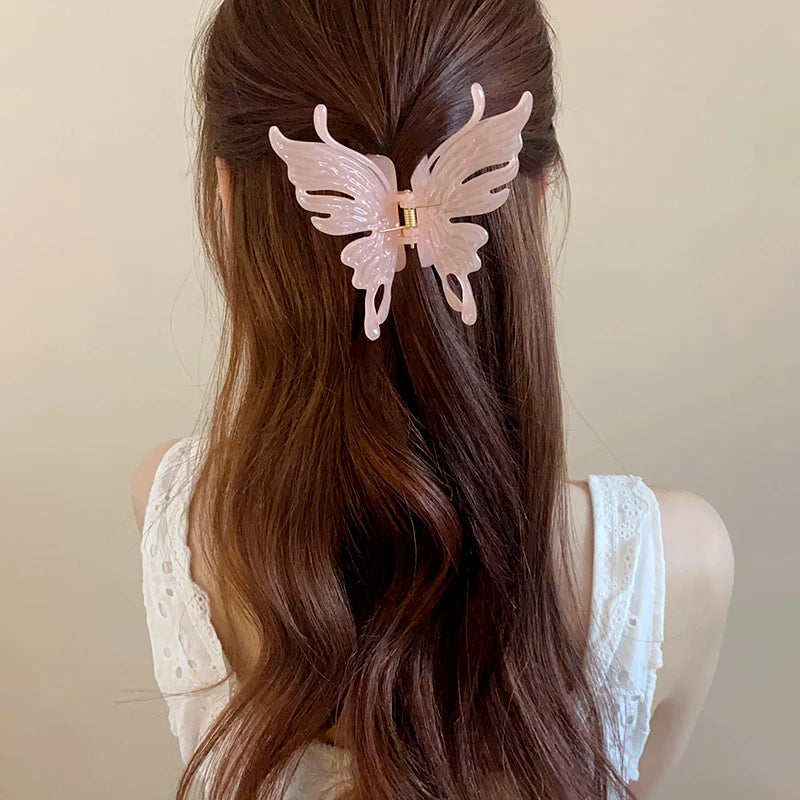 Acrylic Double Layered Butterfly Transparent Color Hair Claws Sweet