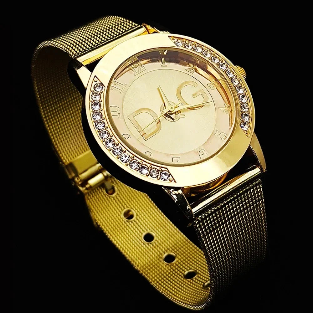 2025Hot Sale European Fashion Watch Women Luxury Brand DQG Quartz Watch Reloj Mujer Casual Stainless Steel Ladies Clock