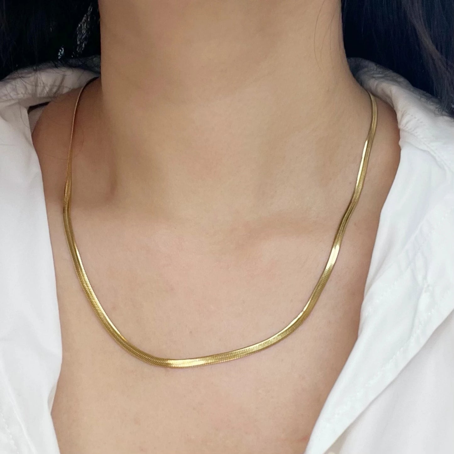 Minimalist Unisex Snake Chain Necklace Choker Stainless Steel Herringbone Gold Color Fashion Jewelry