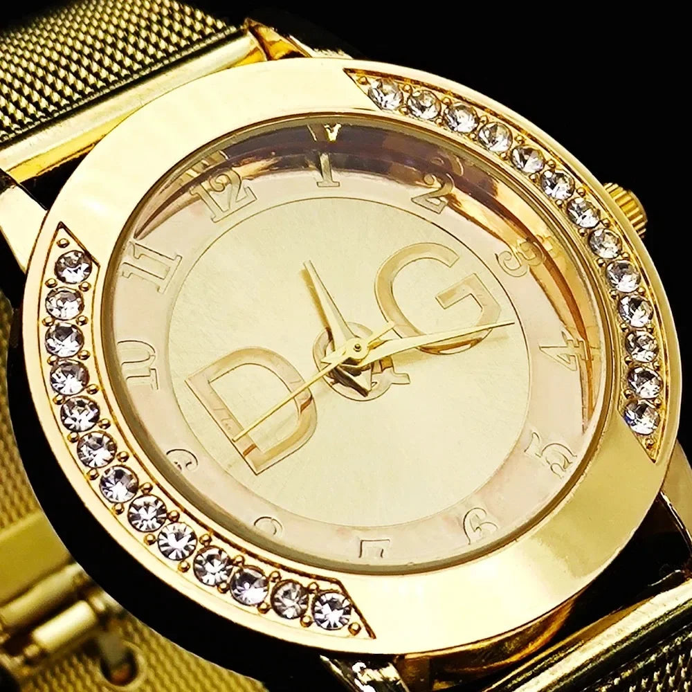 2025Hot Sale European Fashion Watch Women Luxury Brand DQG Quartz Watch Reloj Mujer Casual Stainless Steel Ladies Clock