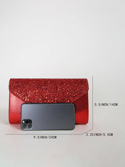 Women Evening Envelope Handbag Prom Sequin Clutch Purse chain Shoulder Cross Body Bag For Party