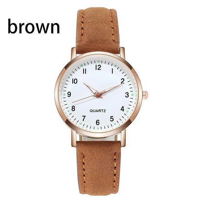 Ladies Diamond-studded Luminous Retro Female Watch Leather Belt Quartz Watch Women Simplicity Casual Decoration Wristwatches