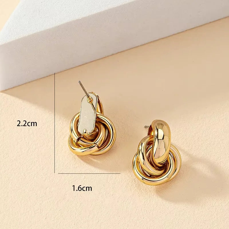 Gold Silver Color  Stud Earring  Shiny Color  Earring  Cute Daily Wear Jewelry