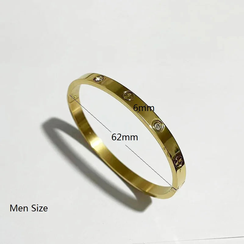 New Design Gold Color Zircon And Bracelet & Bangle For Woman Stainless Steel Screw Jewelry