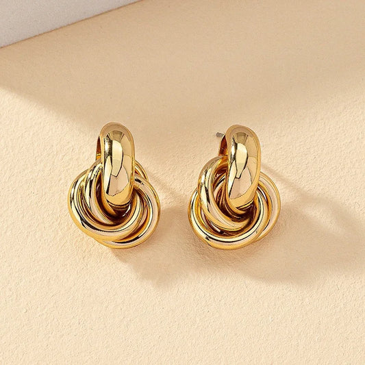 Gold Silver Color  Stud Earring  Shiny Color  Earring  Cute Daily Wear Jewelry