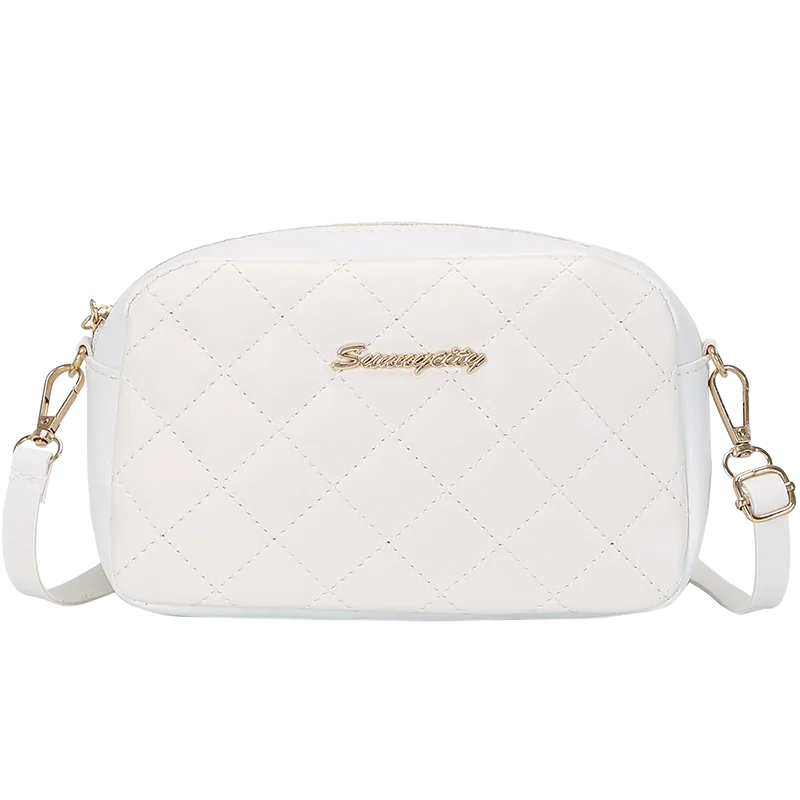 Diamond-shaped quilted zipper square bag,  fashionable casual