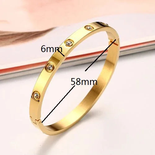 New Design Gold Color Zircon And Bracelet & Bangle For Woman Stainless Steel Screw Jewelry