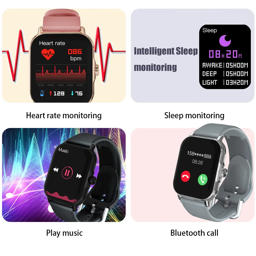 2024 New Smart Watch For Men Women  Full Touch Screen Sport Fitness Watches BT Call Digital Smartwatch Wristwatch