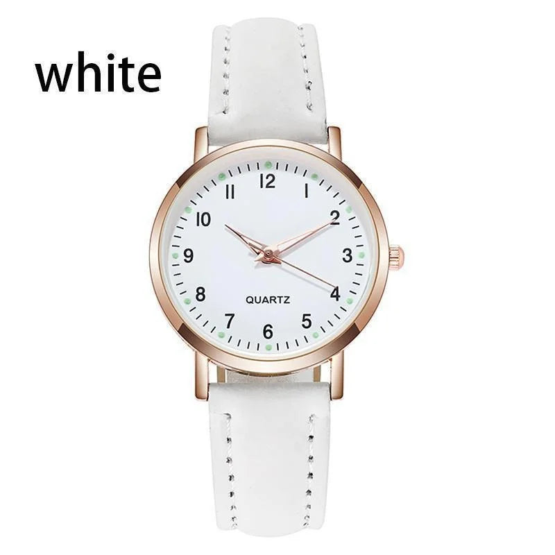 Ladies Diamond-studded Luminous Retro Female Watch Leather Belt Quartz Watch Women Simplicity Casual Decoration Wristwatches