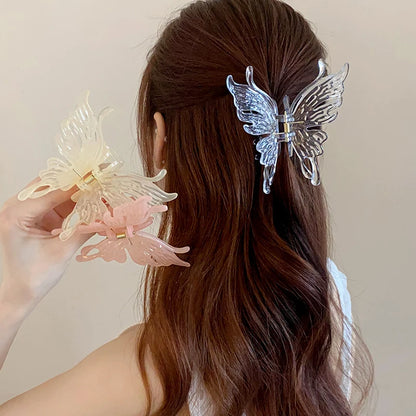 Acrylic Double Layered Butterfly Transparent Color Hair Claws Sweet