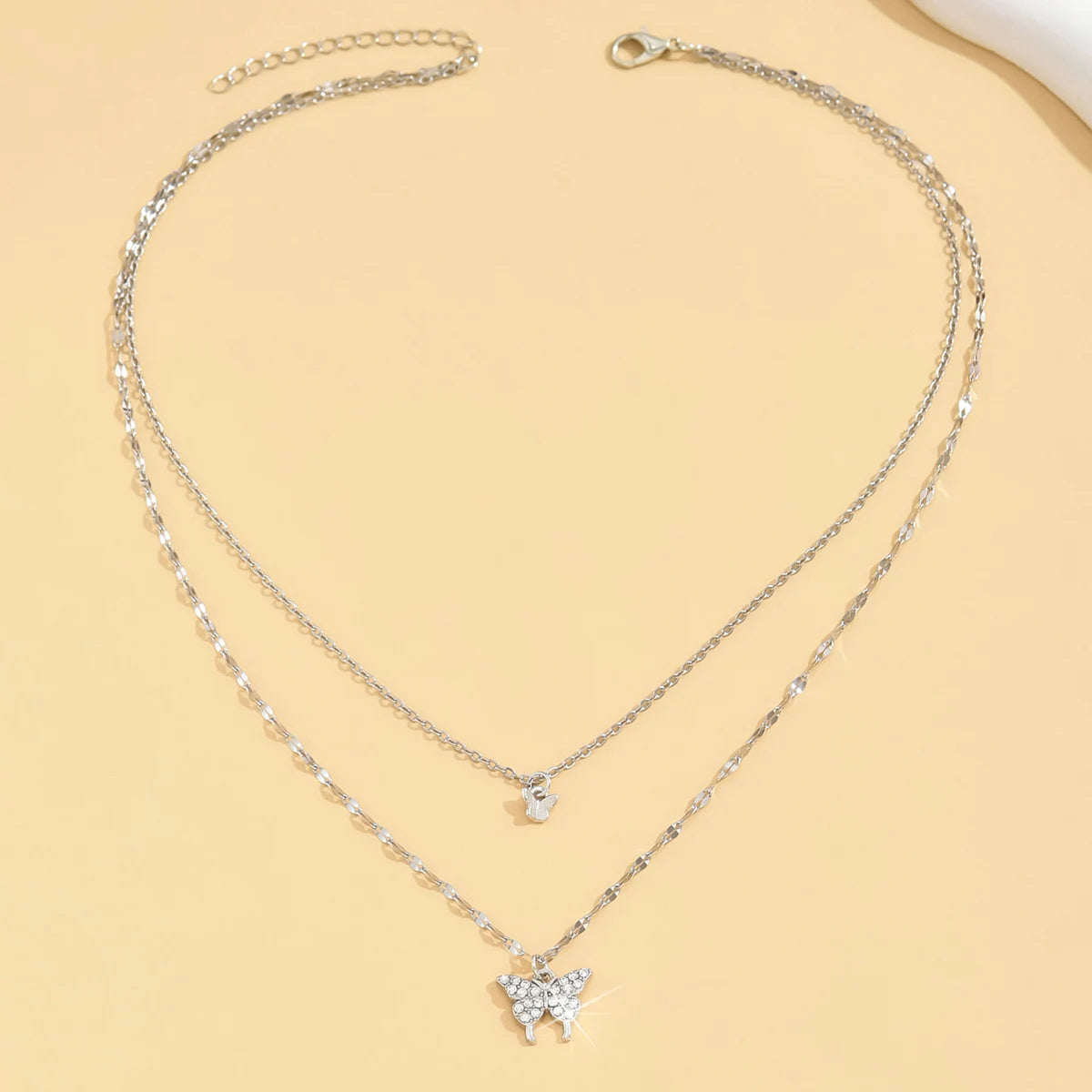 Women's Sparkling Double Layer Butterfly Necklace