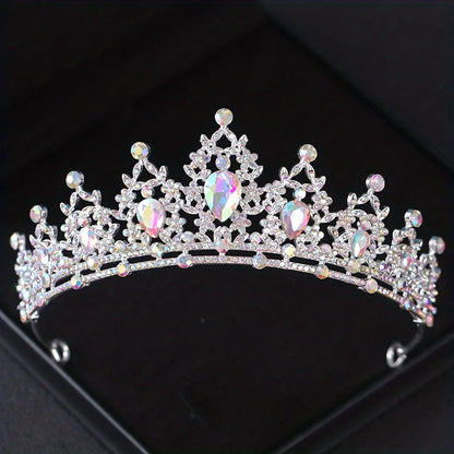 Wedding Hair Tiara Crystal Bridal Tiara Crown Silver Color Diadem Veil Tiaras Wedding Hair Accessories Headpieces Head Jewelry