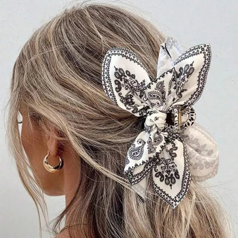 2024 New Double sided Cashew Flower Love Grab Clip Bow Hair Clip Summer Vacation Shark Clip Fashion Horsetail Clip