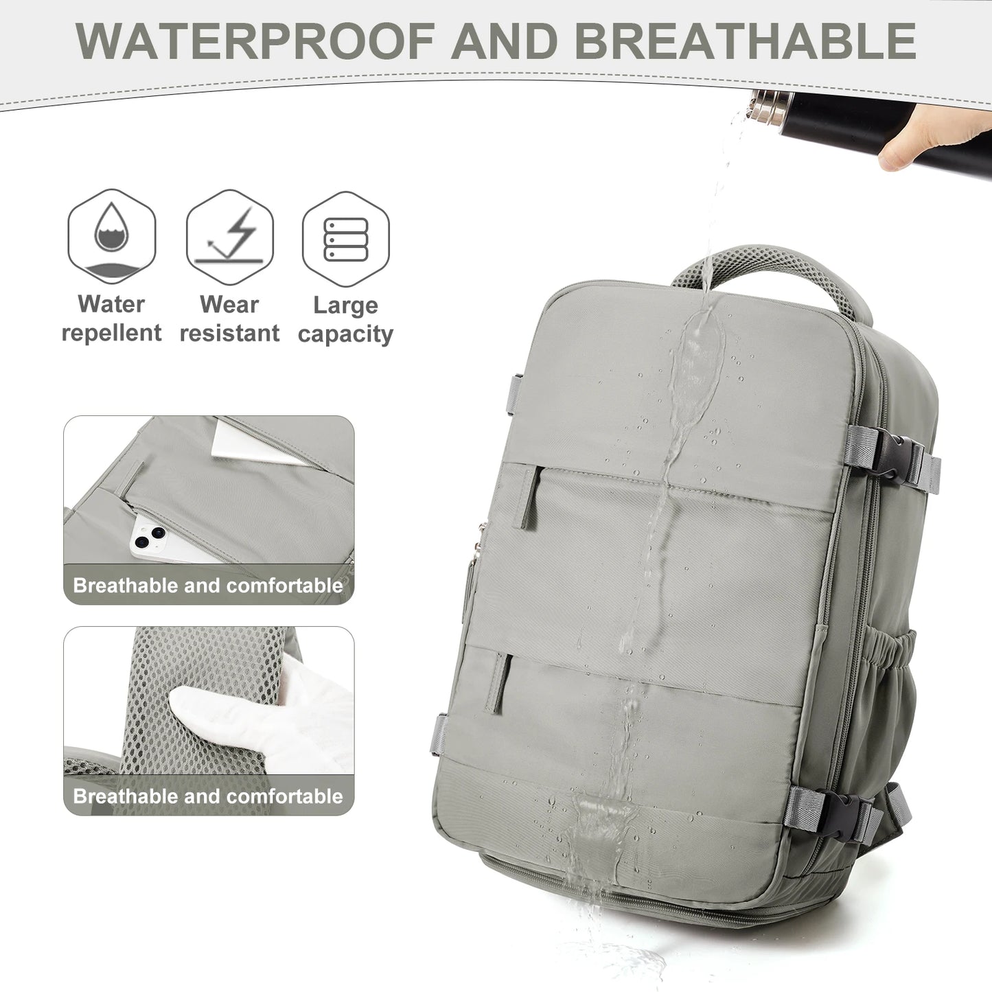 Business Laptop Backpack  Large Capacity Expanded  Cabin Airplane Travel Backpack 40x20x25, Women's Bag