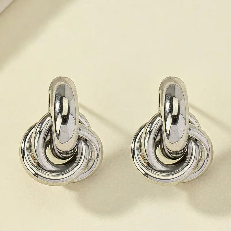 Gold Silver Color  Stud Earring  Shiny Color  Earring  Cute Daily Wear Jewelry