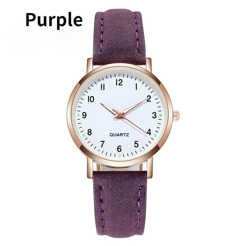 Ladies Diamond-studded Luminous Retro Female Watch Leather Belt Quartz Watch Women Simplicity Casual Decoration Wristwatches