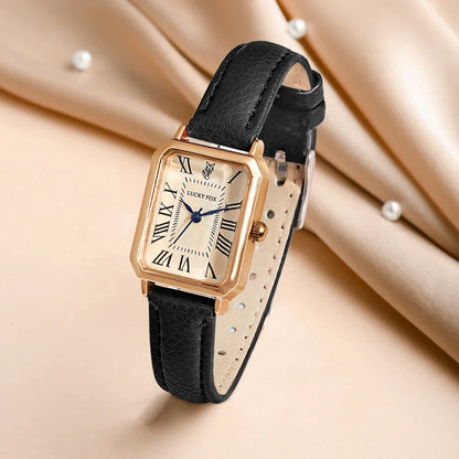 Fashion Retro Digital Dial Casual Watches Square Leather Strap Fashionable Clock Quartz Wristwatch